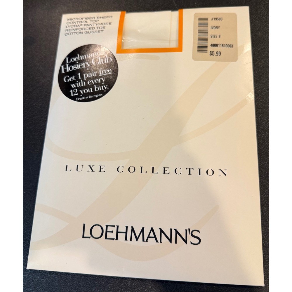 Loehmanns Size B Pantyhose Ivory Luxe Collection Microfiber Sheer Tights NEW